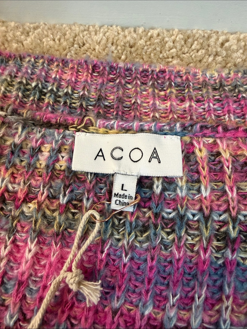 ACOA Theodora Sweater Top Multicolor Knit Women's Sweater Size Large NEW - Picture 8 of 10